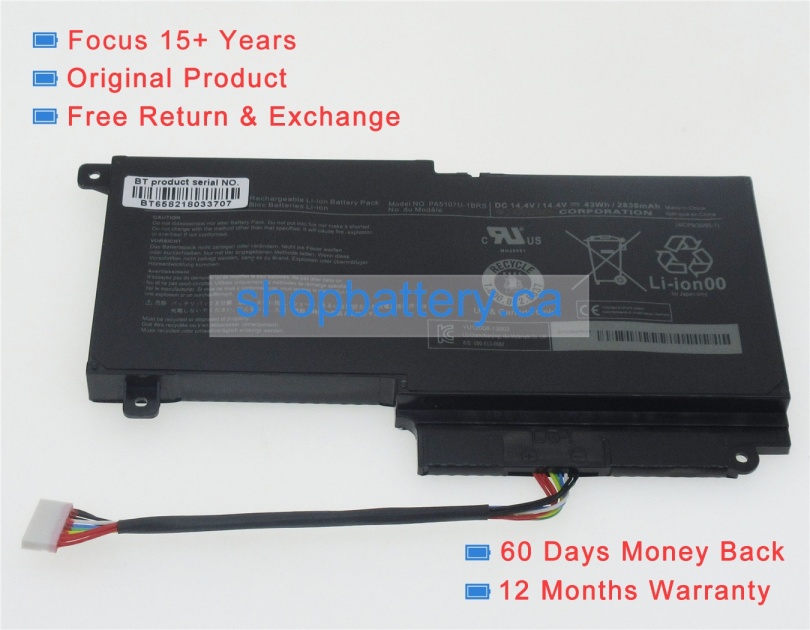 PA5107U-1BRS laptop battery store, TOSHIBA 14.4V 43Wh batteries for canada